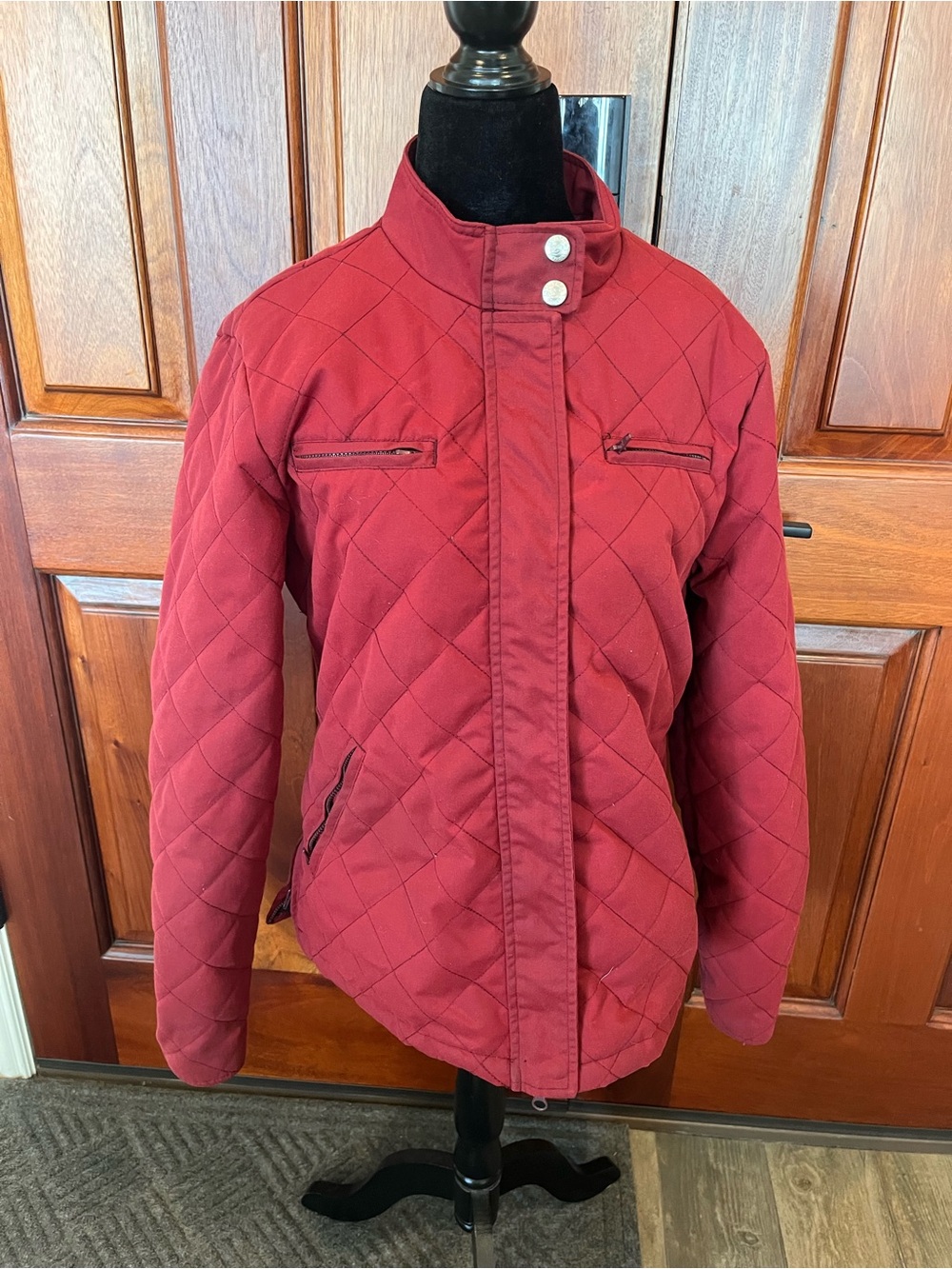 Outback Trading Co Stormy Oilskin Jacket Large Quilted Red Barn coat  Equestrian